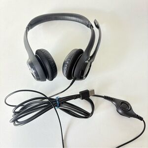 Logi A00086 H390 USB Wired Headset Black On Ear w/ Microphone ~ Tested!